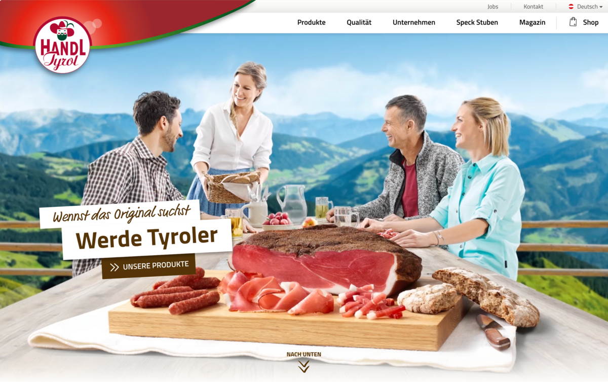 Handl Tyrol Website Relaunch Header
