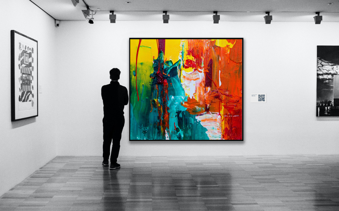 Gemälde im Finanzinstitut mit QR Code Leinwand - Finanzinstitut Office