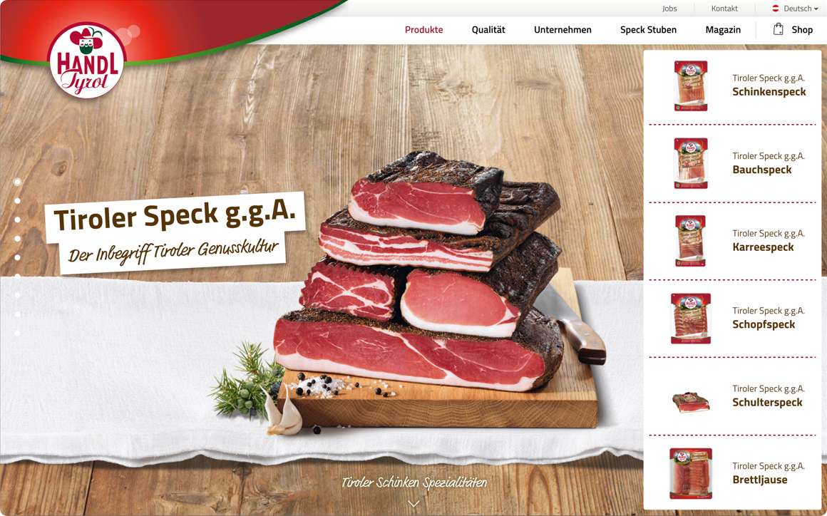 Handl Tyrol Website Produkt