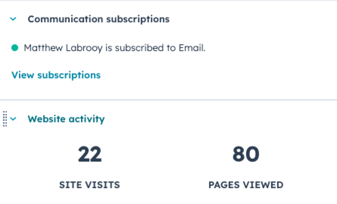 Lead Aktivitäten subscriptions