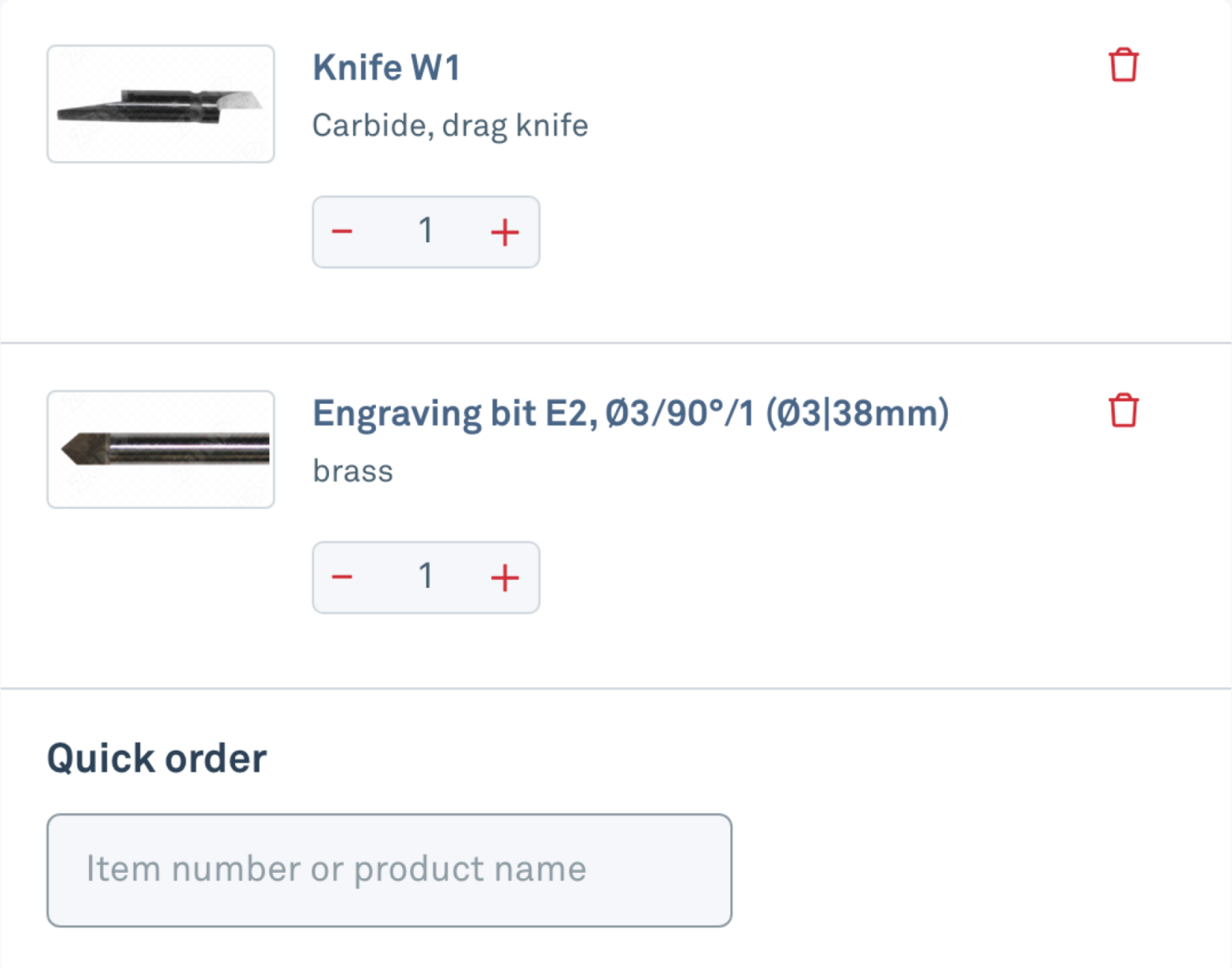 Zusatzfunktion Quickorder im Warenkorb zuend-referenz-quickorder