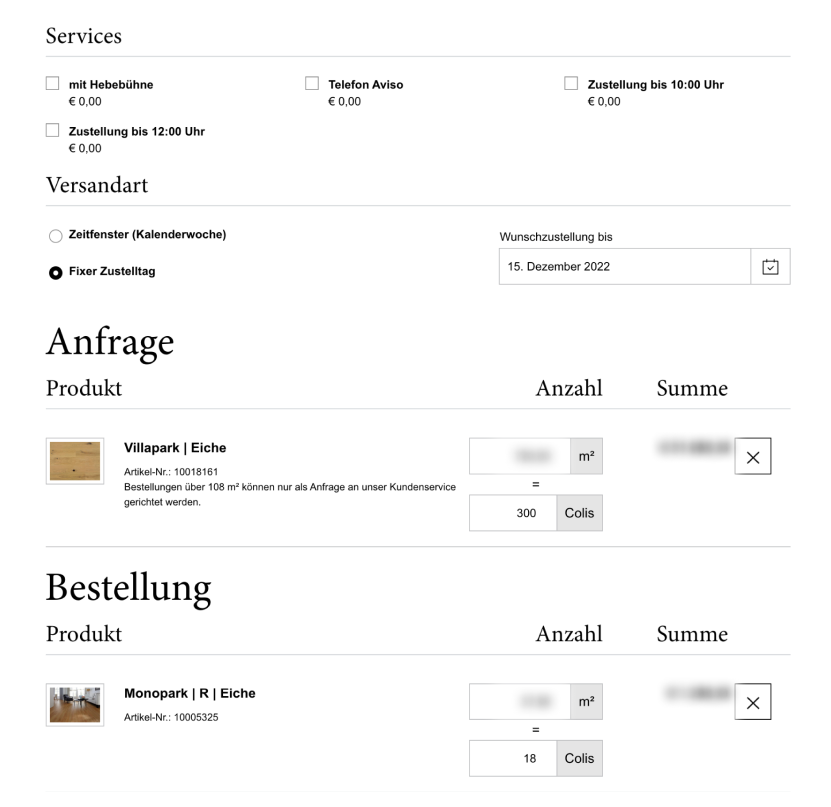 Kombination von Anfrage und Bestellung im Checkout-Prozess bauwerk-warenkorb-anfrage-bestellung