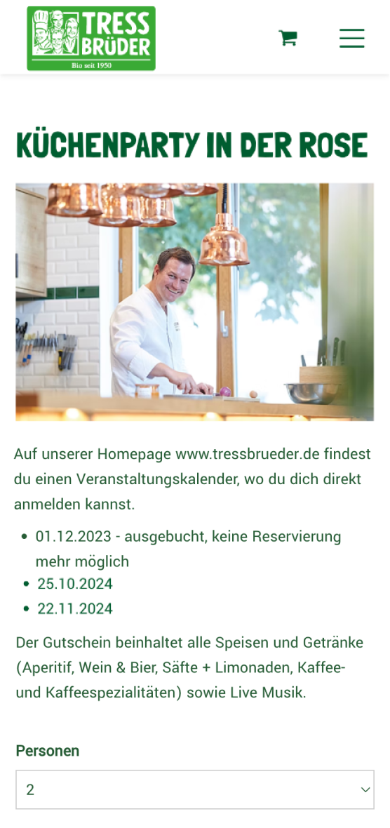 Gutscheinvariante & Warenkorbfunktion Tress Brüder Gutschein