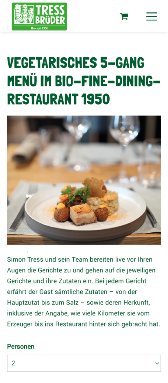 Gutscheinvariante & Warenkorbfunktion Tress Brüder Gutschein
