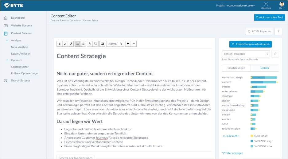 Ryte Content Editor Details