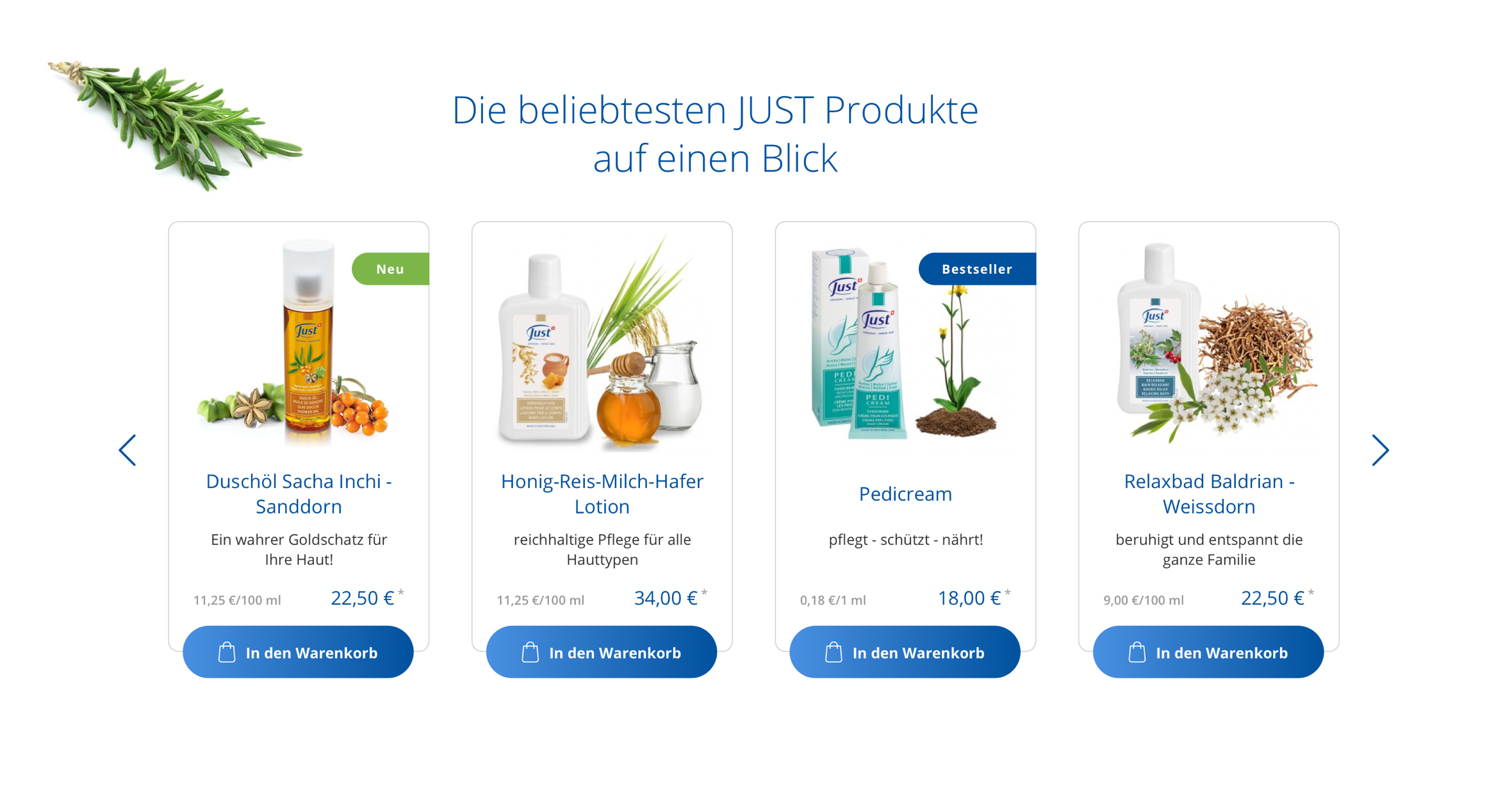 Just Deutschland Produkte
