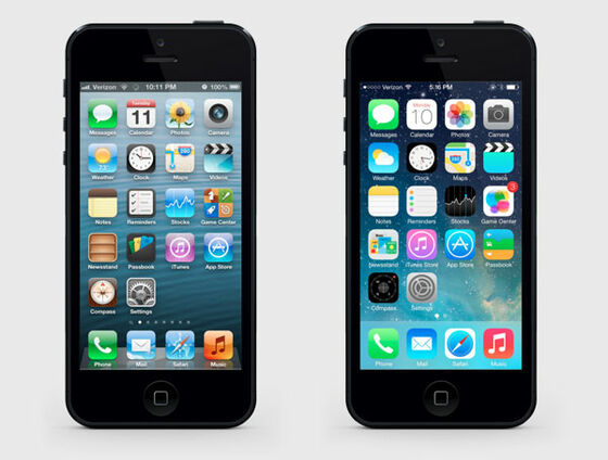 Flat-Design iOS Vergleich iPhone