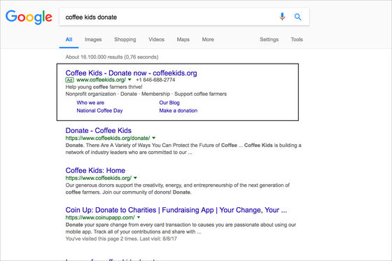 2017-09-12 MASSIVE ART Blog Coffee Kids Google Ad Screenshot