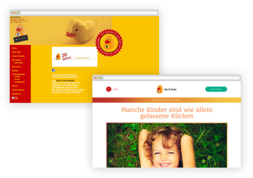 Die neue Website (unten) präsentiert sich im Vergleich zur früheren Seite strukturiert, klar und freundlich.