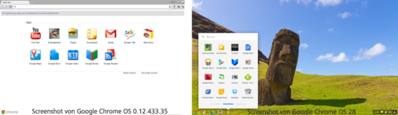 Chrome OS Vergleich 0.12 und 28