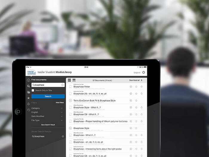 Dokumentenübersicht der MediaLibrary-App Ivoclar-Vivadent-Document-APP-im-Office