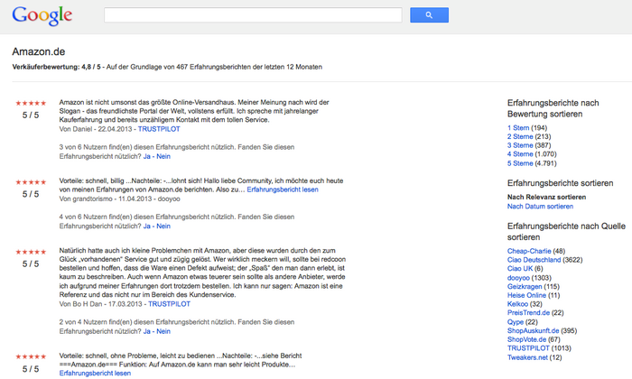 Verkäuferbewertung amazon.de Verkäuferbewertung amazon.de