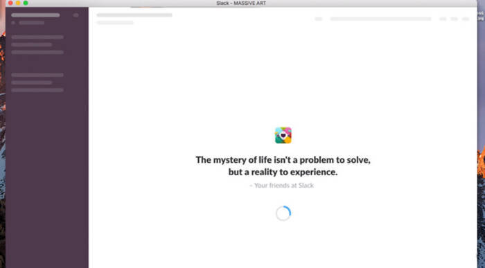 Abbildung: Slack überbrückt Wartezeiten mit einer schönen Animation und einem Zitat. (Quelle: slack.com)  Abbildung: Slack überbrückt Wartezeiten mit einer schönen Animation und einem Zitat. (Quelle: slack.com)