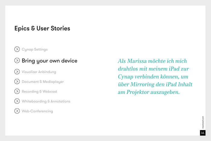 Abbildung 3: User Stories beschreiben die Anforderungen aus der Perspektive eines Benutzers. MA_Blog_Folie_13