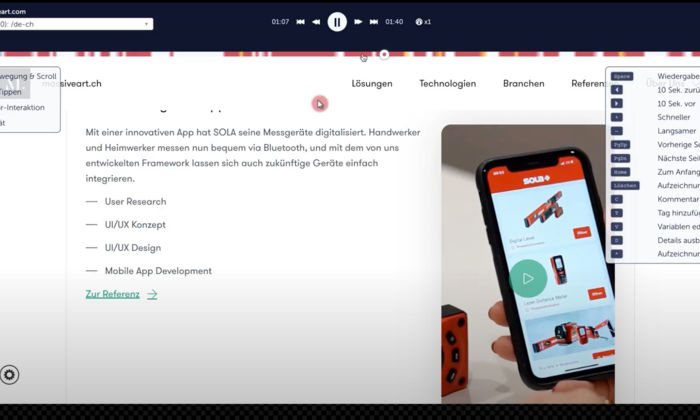 Session Aufnahme der Mobile App unseres Kunden Sola Session Recordings
